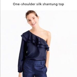 J Crew Single Shoulder Ruffle Top
